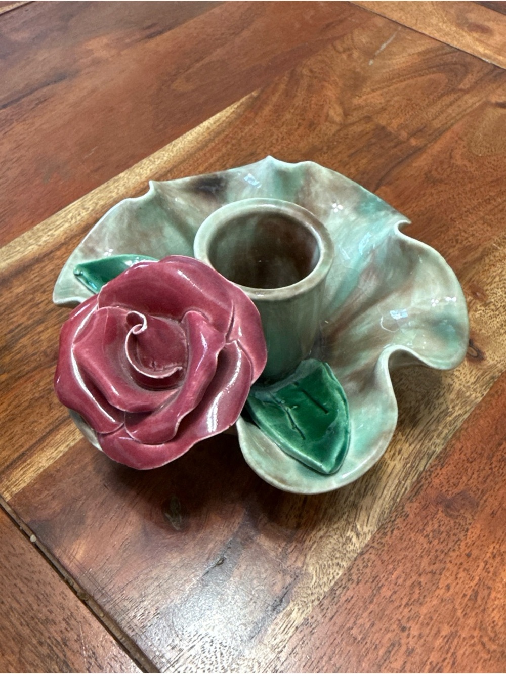 Vintage Capodimonte Style Rose Candle Holder